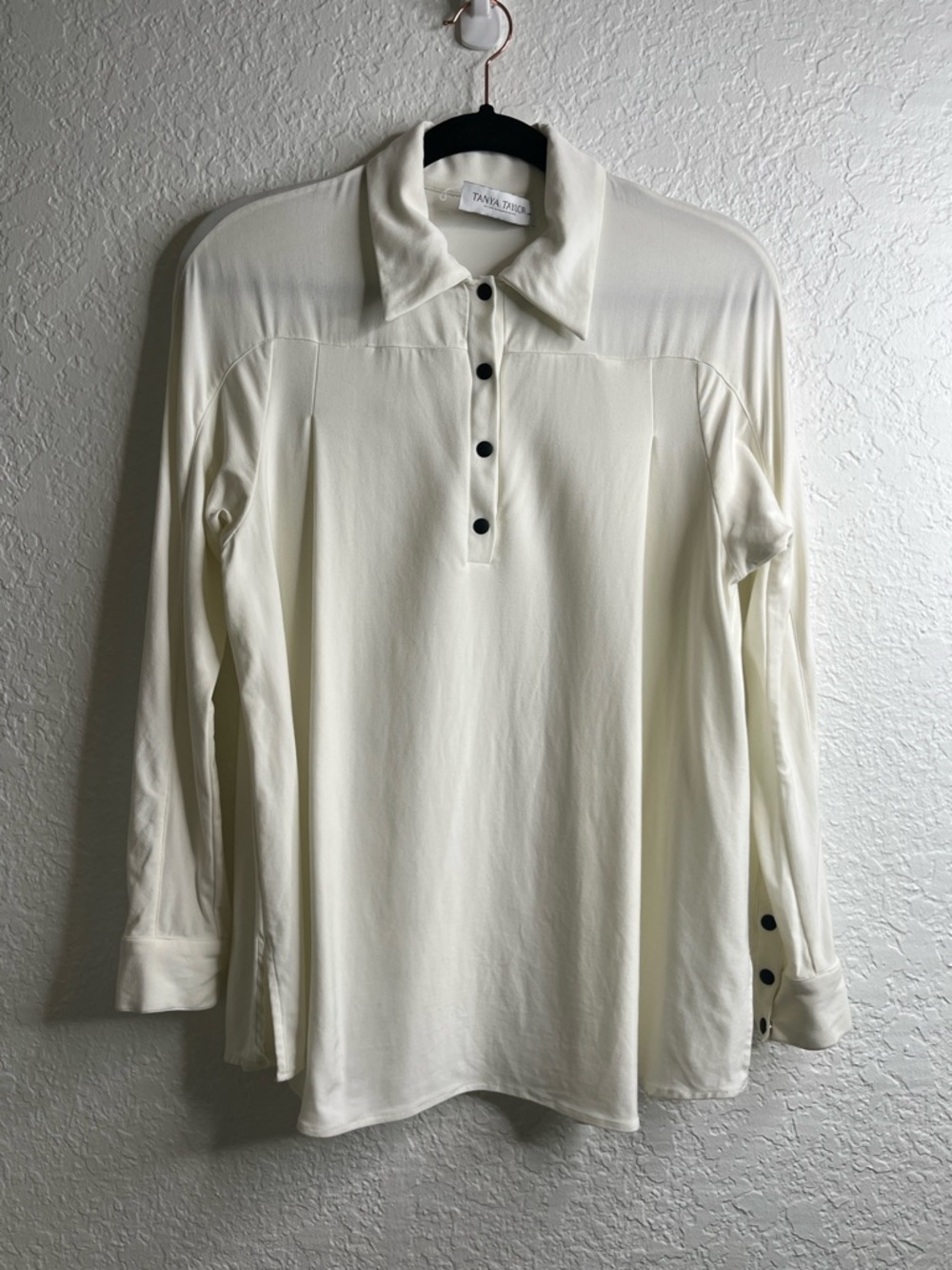 Tanya Taylor Quarter Button Long Sleeve Blouse